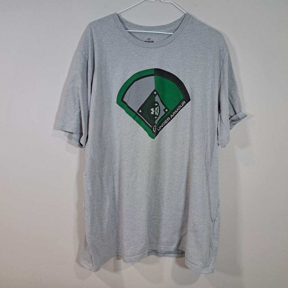 Under Armour Men's Gray and Green Baseball T-Shirt 2XL